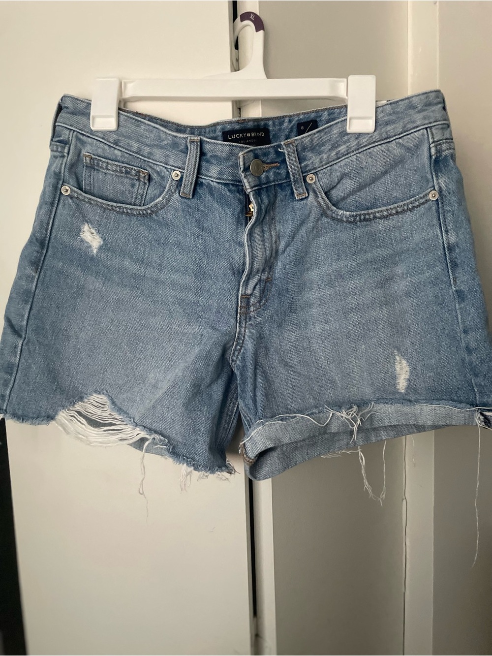 Lucky Brand Faded Blue Distressed Denim Cutoff Shorts